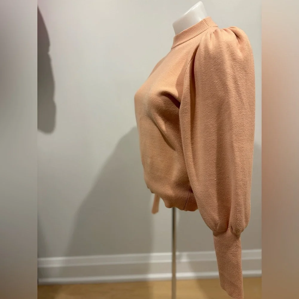 Women's Peach Puff Mock Neck Puff-Sleeve Sweater - Picture 5 of 9